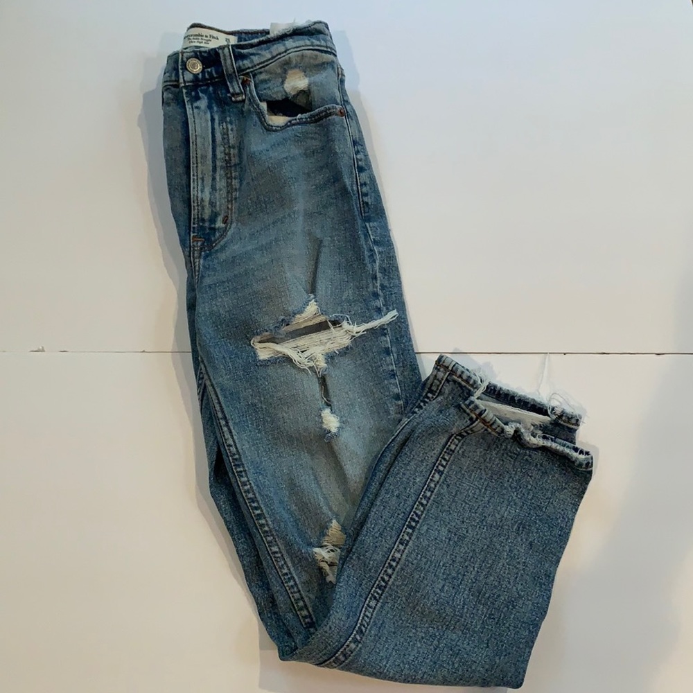 Abercrombie and Fitch The Ankle Straight Ultra High Rise Curve Love Jean